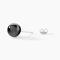 Boucles D'oreilles Puces Orbe Argent Blanc Céramique