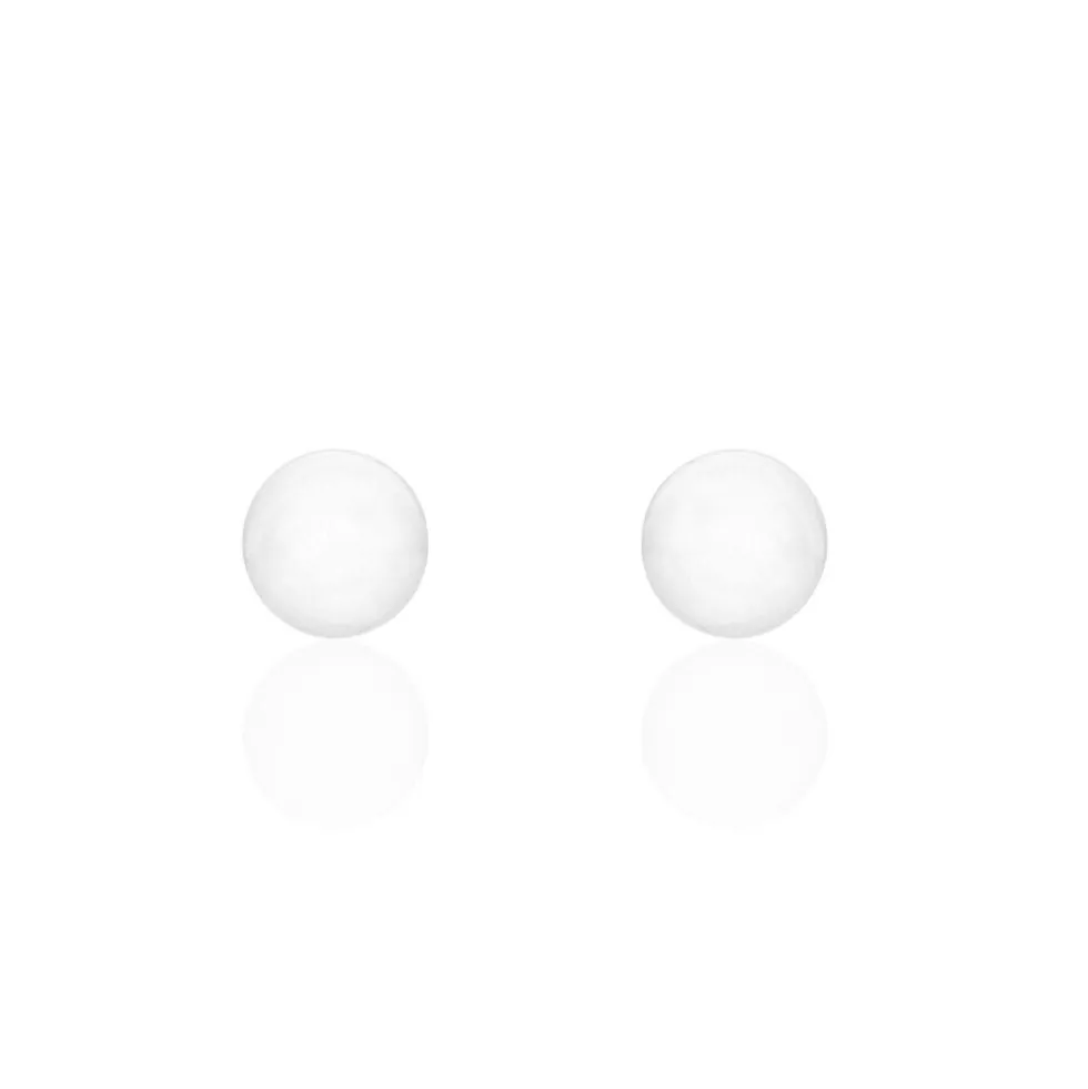 Boucles D'oreilles Puces Orbe Argent Blanc Céramique