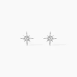 Boucles D'oreilles Puces Or Blanc Astrale Oxyde De Zirconium
