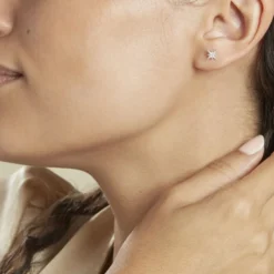 Boucles D'oreilles Puces Or Blanc Astrale Oxyde De Zirconium