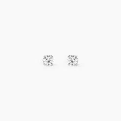 Boucles D'oreilles Puces Or Blanc Diamants Synthétique