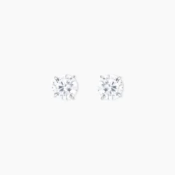 Boucles D'oreilles Puces Or Blanc Katherina Oxyde De Zirconium
