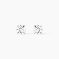 Boucles D'oreilles Puces Or Blanc Katherina Oxyde De Zirconium