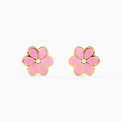 Boucles D'oreilles Puces Or Jaune Talia Email