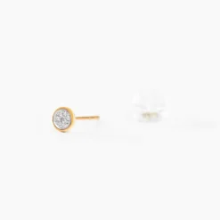 Boucles D'oreilles Puces Or Jaune Diamants