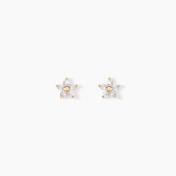 Boucles D'oreilles Puces Or Jaune Convallaria Oxydes