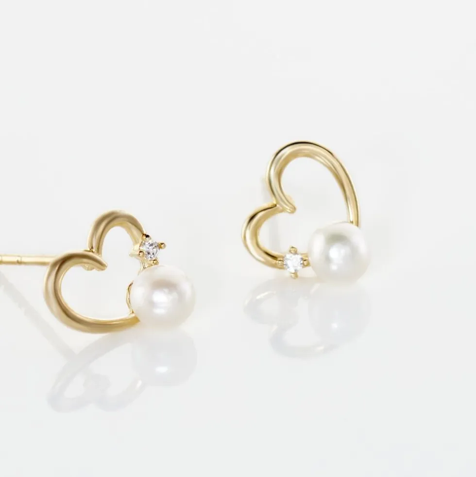 Boucles D'oreilles Puces Or Jaune Fergus Perle De Culture Oxyde