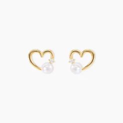 Boucles D'oreilles Puces Or Jaune Fergus Perle De Culture Oxyde