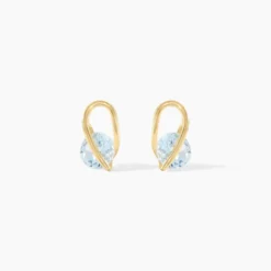 Boucles D'oreilles Puces Or Jaune Berecyntia Topaze