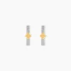 Boucles D'Oreilles Puces Or Jaune Argent Blanc