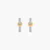 Boucles D'Oreilles Puces Or Jaune Argent Blanc