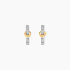 Boucles D'Oreilles Puces Or Jaune Argent Blanc