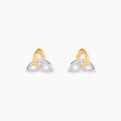 Boucles D'Oreilles Puces Or Jaune Argent Blanc