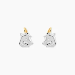 Boucles D'Oreilles Puces Or Jaune Argent Blanc