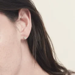 Boucles D'oreilles Puces Or Jaune Festuca Oxydes De Zirconium