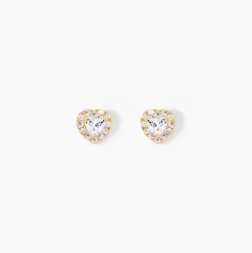 Boucles D'oreilles Puces Or Jaune Festuca Oxydes De Zirconium