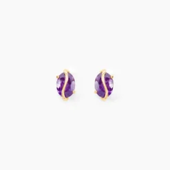 Boucles D'oreilles Puces Or Jaune Prudencia Améthystes