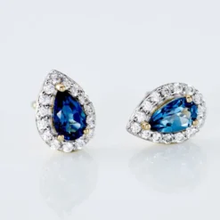 Boucles D'oreilles Puces Or Jaune Leroy Topaze