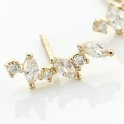 Boucles D'oreilles Puces Or Jaune Fortunella Oxydes De Zirconium