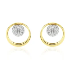 Boucles D'oreilles Puces Or Jaune Laberiane Diamants