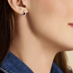 Boucles D'oreilles Puces Or Jaune Angelika Saphir