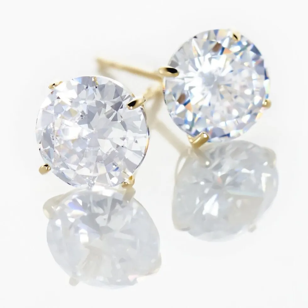Boucles D'oreilles Puces Or Jaune Katherina Oxyde De Zirconium