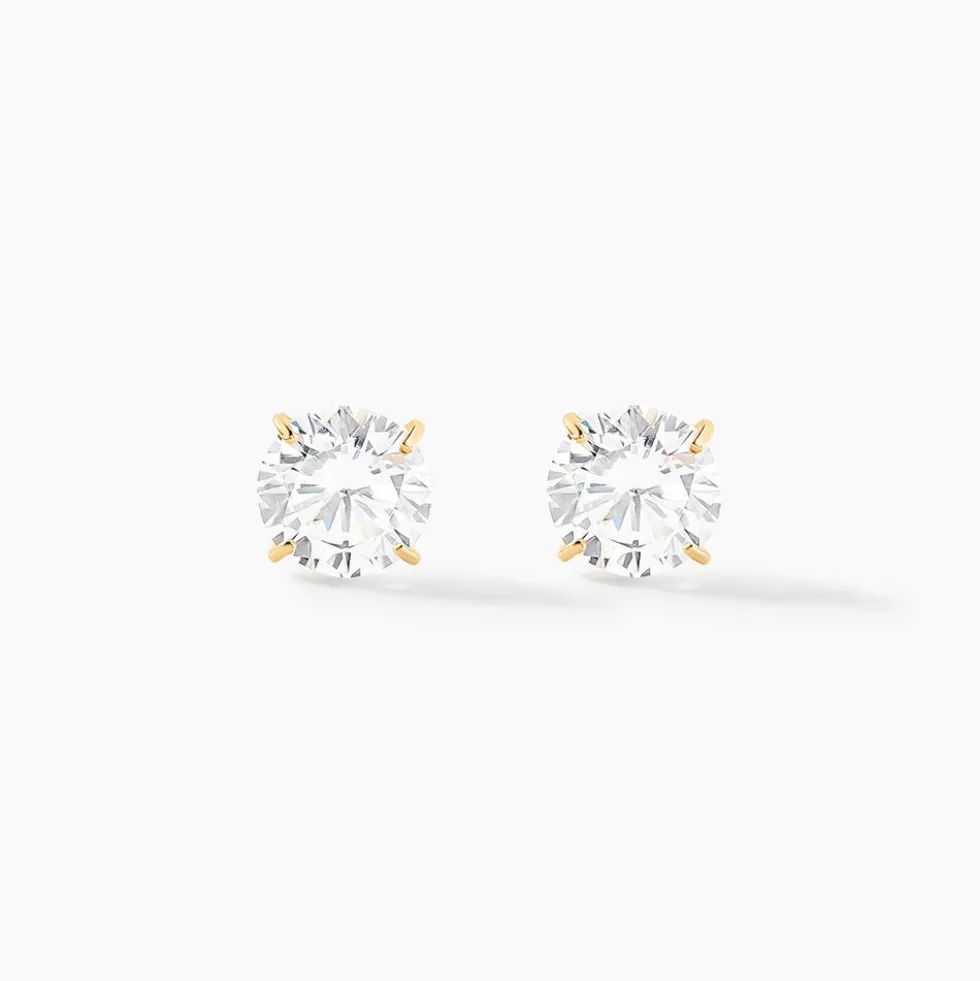 Boucles D'oreilles Puces Or Jaune Katherina Oxyde De Zirconium