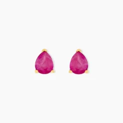 Boucles D'oreilles Puces Or Jaune Pluie D'Eclat Rubis