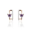 Boucles D'oreilles Puces Or Rose Amethyste Et Diamant