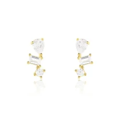 Boucles D'oreilles Puces Osip Or Jaune Oxyde De Zirconium