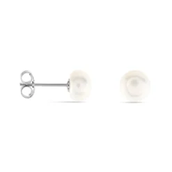 Boucles D'oreilles Puces Pascaloun Argent Perle De Culture