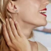 Boucles D'oreilles Puces Peinda Argent Blanc Oxyde De Zirconium