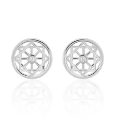Boucles D'oreilles Puces Peinda Argent Blanc Oxyde De Zirconium