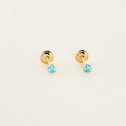 Boucles D'oreilles Puces Pepita Or Jaune Oxyde De Zirconium