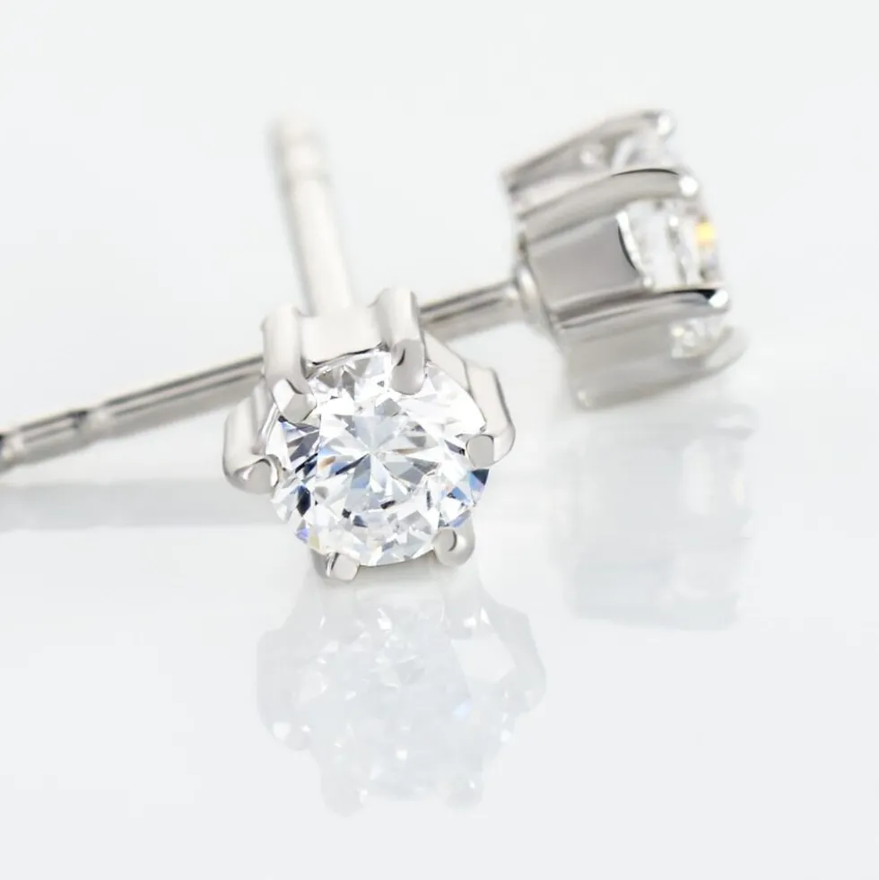 Boucles D'oreilles Puces Petrine Argent Blanc Oxyde De Zirconium