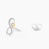 Boucles D'oreilles Puces Phedra Or Jaune Argent Blanc