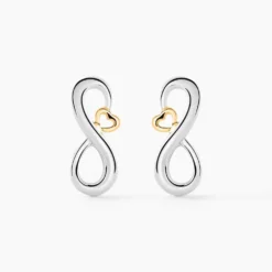 Boucles D'oreilles Puces Phedra Or Jaune Argent Blanc