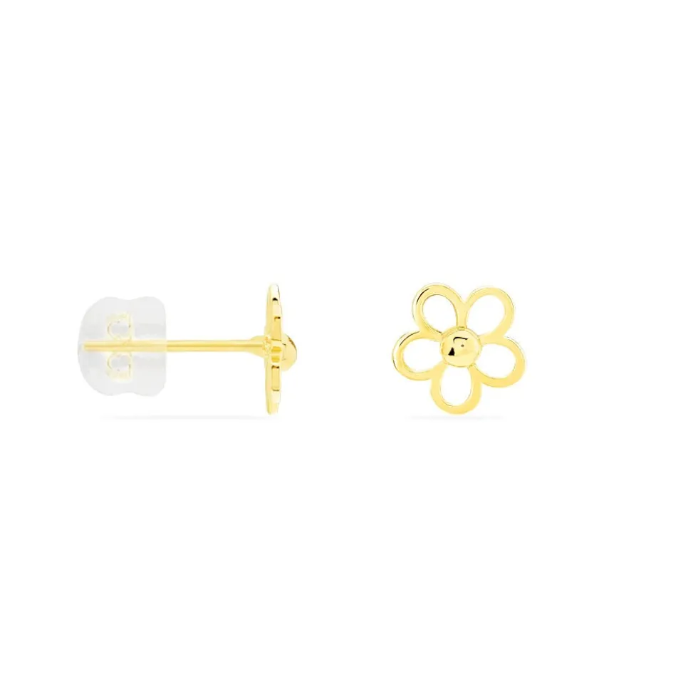 Boucles D'oreilles Puces Philine Fleur Or Jaune