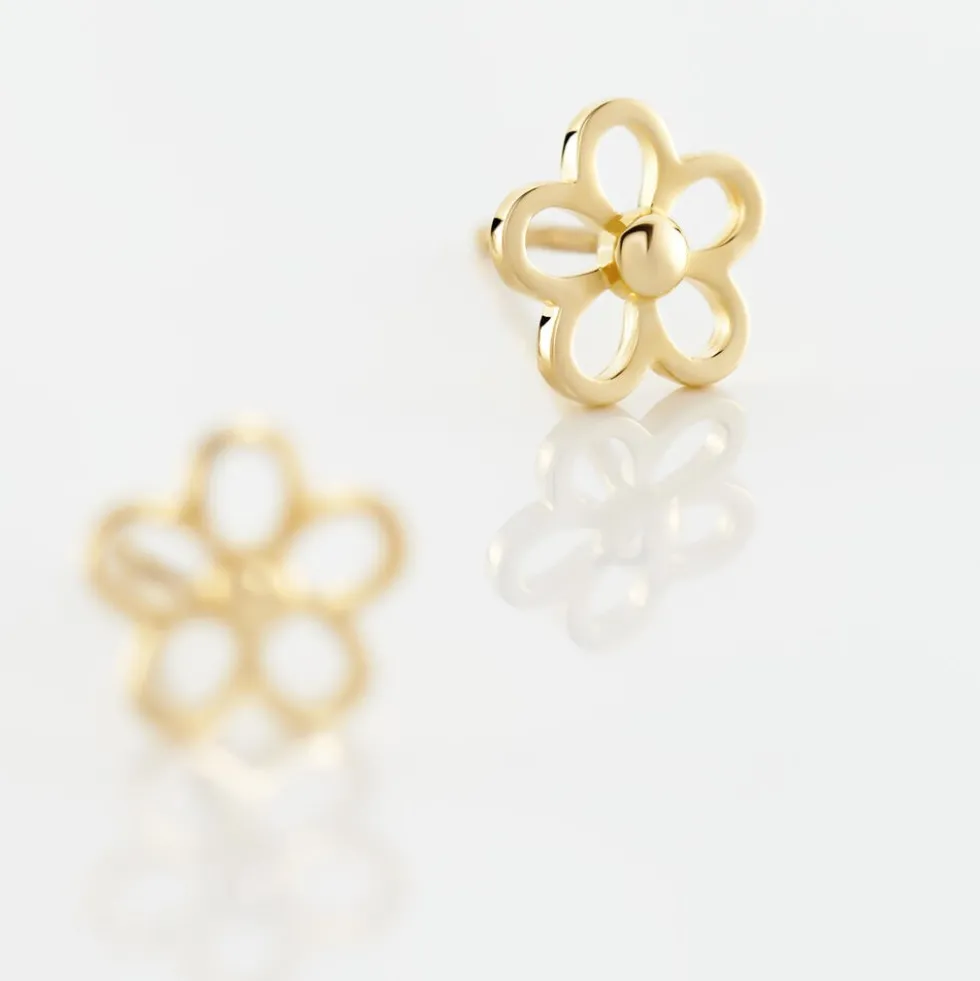 Boucles D'oreilles Puces Philine Fleur Or Jaune