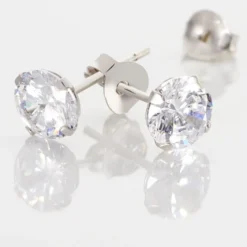 Boucles D'oreilles Puces Philia Argent Blanc Oxyde De Zirconium