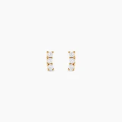 Boucles D'oreilles Puces Plaqué Or Jaune Alodia Oxydes De Zirconium
