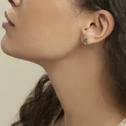 Boucles D'oreilles Puces Plaqué Or Era Pierre De Synthèse