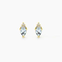 Boucles D'Oreilles Puces Poem Argent Jaune Topaze Oxyde De Zirconium