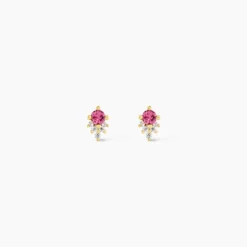 Boucles D'Oreilles Puces Poem Argent Jaune Tourmaline Oxyde De Zirconium