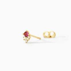 Boucles D'Oreilles Puces Poem Argent Jaune Tourmaline Oxyde De Zirconium