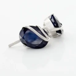 Boucles D'oreilles Puces Prudencia Or Blanc Saphir