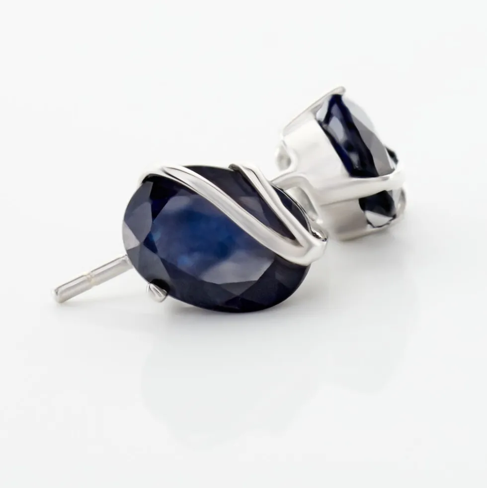 Boucles D'oreilles Puces Prudencia Or Blanc Saphir
