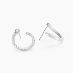 Boucles D'oreilles Puces Raffaela Argent Blanc Oxyde De Zirconium