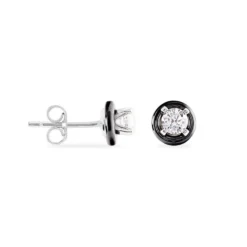 Boucles D'oreilles Puces Renda Argent Céramique Et Oxyde De Zirconium