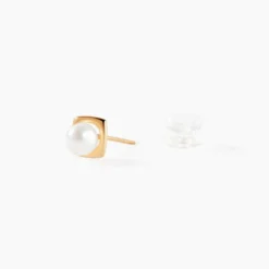 Boucles D'oreilles Puces Rhadia Or Jaune Perle De Culture